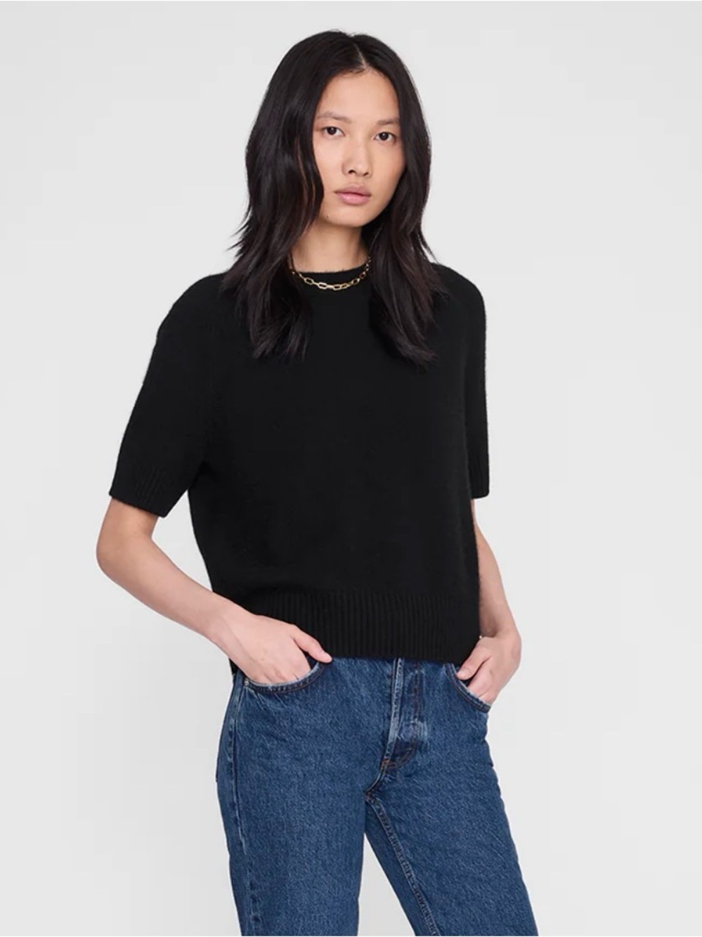 Anine Bing Jackson Cashmere Sweater in Black XS